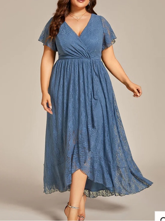 Ever Pretty Dresses & Skirts - Ever Pretty Dusty Blue Lace Ruffled Formal Evening Dress